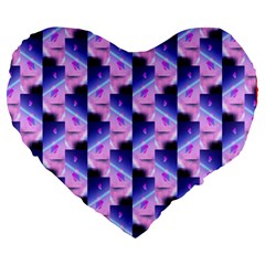 Digital Waves Large 19  Premium Flano Heart Shape Cushions by Sparkle