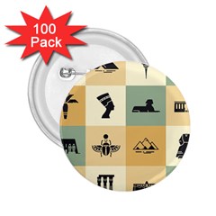 Egyptian Flat Style Icons 2 25  Buttons (100 Pack)  by Wegoenart