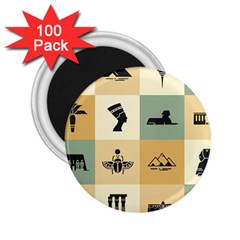 Egyptian Flat Style Icons 2 25  Magnets (100 Pack)  by Wegoenart