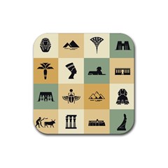 Egyptian Flat Style Icons Rubber Coaster (square)  by Wegoenart