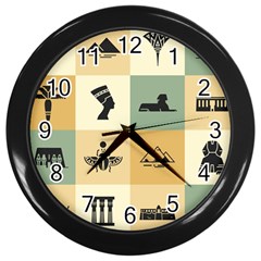 Egyptian Flat Style Icons Wall Clock (black) by Wegoenart