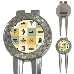 Egyptian Flat Style Icons 3-in-1 Golf Divots by Wegoenart