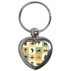 Egyptian Flat Style Icons Key Chain (heart) by Wegoenart