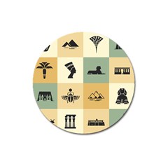 Egyptian Flat Style Icons Magnet 3  (round) by Wegoenart