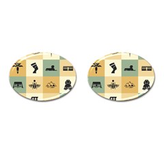 Egyptian Flat Style Icons Cufflinks (oval) by Wegoenart