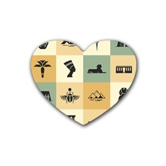 Egyptian Flat Style Icons Heart Coaster (4 Pack)  by Wegoenart