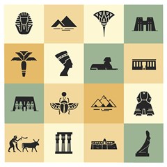 Egyptian Flat Style Icons Wooden Puzzle Square by Wegoenart