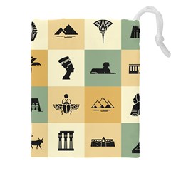 Egyptian Flat Style Icons Drawstring Pouch (5xl) by Wegoenart