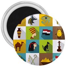 Egypt Travel Items Icons Set Flat Style 3  Magnets by Wegoenart