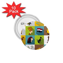 Egypt Travel Items Icons Set Flat Style 1 75  Buttons (10 Pack) by Wegoenart