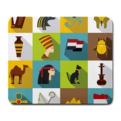 Egypt Travel Items Icons Set Flat Style Large Mousepads