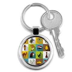 Egypt Travel Items Icons Set Flat Style Key Chain (round) by Wegoenart