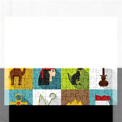 Egypt Travel Items Icons Set Flat Style Rectangular Jigsaw Puzzl by Wegoenart