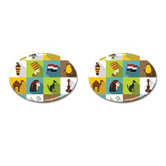 Egypt Travel Items Icons Set Flat Style Cufflinks (oval) by Wegoenart