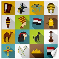 Egypt Travel Items Icons Set Flat Style Canvas 12  X 12  by Wegoenart