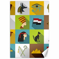 Egypt Travel Items Icons Set Flat Style Canvas 12  X 18  by Wegoenart