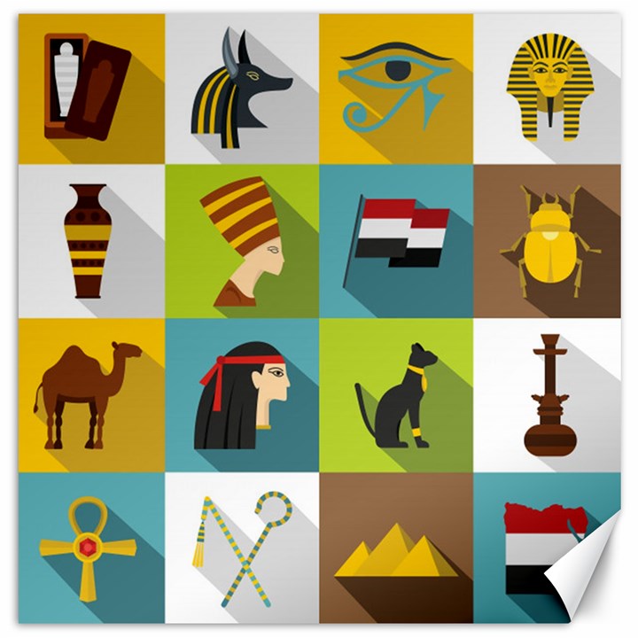 Egypt Travel Items Icons Set Flat Style Canvas 16  x 16 