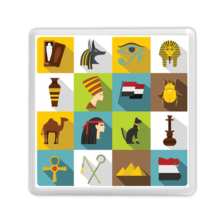 Egypt Travel Items Icons Set Flat Style Memory Card Reader (Square)