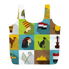 Egypt Travel Items Icons Set Flat Style Full Print Recycle Bag (l) by Wegoenart