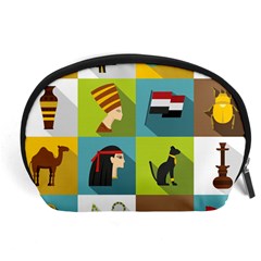 Egypt Travel Items Icons Set Flat Style Accessory Pouch (large) by Wegoenart