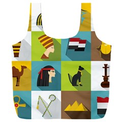 Egypt Travel Items Icons Set Flat Style Full Print Recycle Bag (xxxl) by Wegoenart