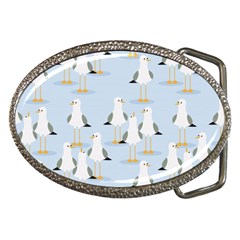 Cute Seagulls Seamless Pattern Light Blue Background Belt Buckles by Wegoenart