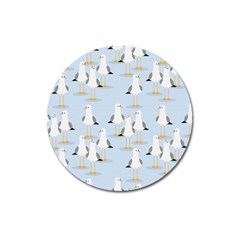 Cute Seagulls Seamless Pattern Light Blue Background Magnet 3  (round) by Wegoenart