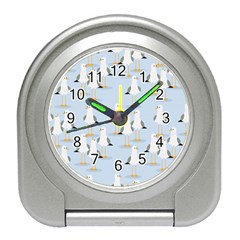 Cute Seagulls Seamless Pattern Light Blue Background Travel Alarm Clock