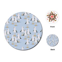 Cute Seagulls Seamless Pattern Light Blue Background Playing Cards Single Design (round) by Wegoenart