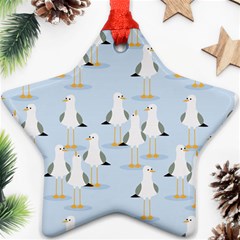 Cute Seagulls Seamless Pattern Light Blue Background Star Ornament (two Sides) by Wegoenart