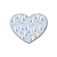 Cute Seagulls Seamless Pattern Light Blue Background Rubber Coaster (heart)  by Wegoenart