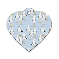 Cute Seagulls Seamless Pattern Light Blue Background Dog Tag Heart (one Side) by Wegoenart