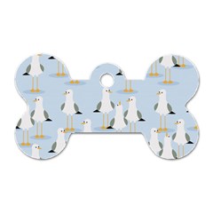 Cute Seagulls Seamless Pattern Light Blue Background Dog Tag Bone (two Sides) by Wegoenart