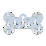 Cute Seagulls Seamless Pattern Light Blue Background Dog Tag Bone (Two Sides) Front