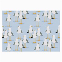 Cute Seagulls Seamless Pattern Light Blue Background Large Glasses Cloth by Wegoenart