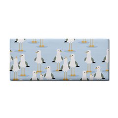 Cute Seagulls Seamless Pattern Light Blue Background Hand Towel by Wegoenart