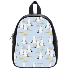 Cute Seagulls Seamless Pattern Light Blue Background School Bag (small) by Wegoenart