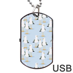 Cute Seagulls Seamless Pattern Light Blue Background Dog Tag Usb Flash (one Side) by Wegoenart