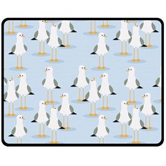 Cute Seagulls Seamless Pattern Light Blue Background Double Sided Fleece Blanket (medium)  by Wegoenart