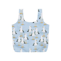 Cute Seagulls Seamless Pattern Light Blue Background Full Print Recycle Bag (s) by Wegoenart