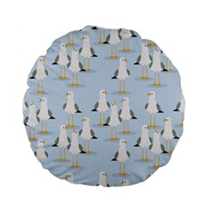 Cute Seagulls Seamless Pattern Light Blue Background Standard 15  Premium Flano Round Cushions by Wegoenart