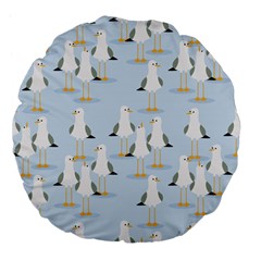 Cute Seagulls Seamless Pattern Light Blue Background Large 18  Premium Flano Round Cushions by Wegoenart