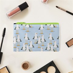 Cute Seagulls Seamless Pattern Light Blue Background Cosmetic Bag (xs) by Wegoenart