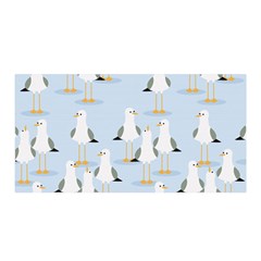 Cute Seagulls Seamless Pattern Light Blue Background Satin Wrap by Wegoenart