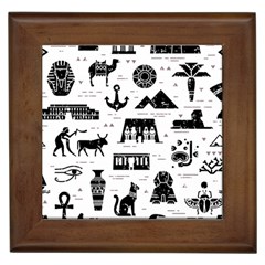 Dark Seamless Pattern Symbols Landmarks Signs Egypt Framed Tile by Wegoenart