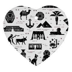 Dark Seamless Pattern Symbols Landmarks Signs Egypt Ornament (heart) by Wegoenart