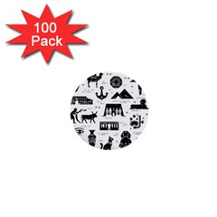 Dark Seamless Pattern Symbols Landmarks Signs Egypt 1  Mini Buttons (100 Pack)  by Wegoenart