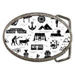 Dark Seamless Pattern Symbols Landmarks Signs Egypt Belt Buckles Front