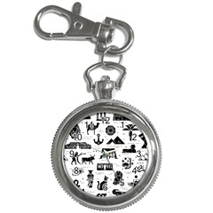 Dark Seamless Pattern Symbols Landmarks Signs Egypt Key Chain Watches by Wegoenart