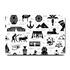 Dark Seamless Pattern Symbols Landmarks Signs Egypt Small Doormat  by Wegoenart